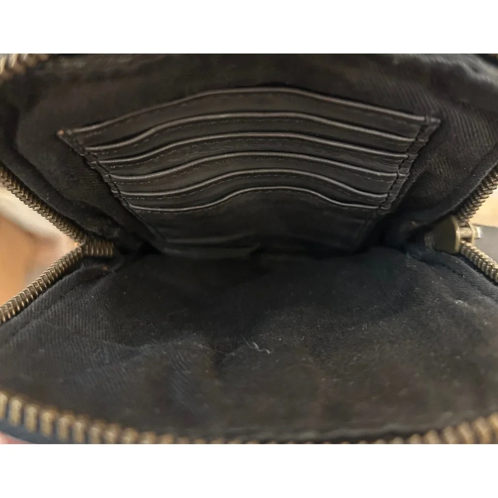 Harbour 2nd Black Leather Anchor Crossbody Phone Bag Wallet